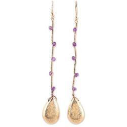 NOVICA Amethyst 22k Yellow Gold Plated .925 Sterling Silver Dangle Earrings Falling Drops