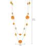 Nicole Miller New York Long Hawaiian Style Summer Orange Floral Rosegold Chain Necklace