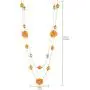 Nicole Miller New York Long Hawaiian Style Summer Orange Floral Rosegold Chain Necklace