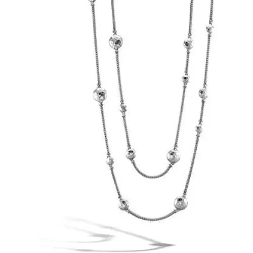 John Hardy Womens Dot Hammered Silver Disc Stations Sautoir Necklace