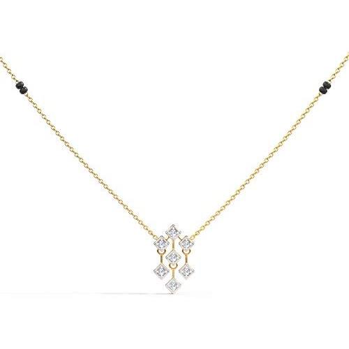CaratLane Adveta Diamond Mangalsutra for Women 0.106 Carat (IJ-Color, SI-Clarity) in 14 K Yellow Gold with Jewelry Gift Box