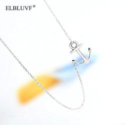 ELBLUVF 18k Silver Gold Rose Gold Plated Stainless Steel Women Sideways Anchor Pendant Necklace 18inches Choose Colors