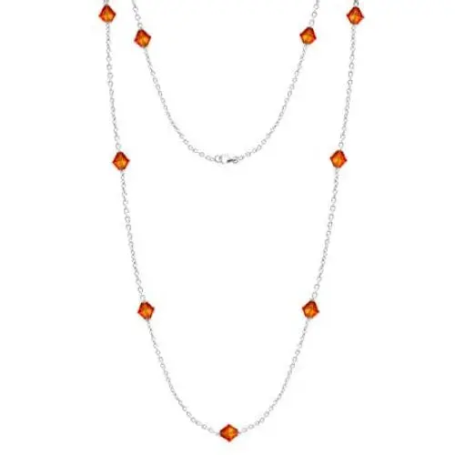 Swarovski Station Necklace Sterling Silver for Women 18 Inches Long Chain Necklace with Swarovski Crystals Swarovski Station Necklace Sterling Silver for Women 18 Inches Long Chain Necklace with Swarovski Crystals