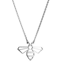 La Menagerie Bee Silver Origami Jewelry - Silver Geometric Chain Necklace – 925 Sterling Plated Silver Necklace for Women & Girls – Stylish Bee Pendant Necklace