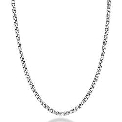 Box Round Rolo Chain 3mm Fine 14k White Gold Necklace Women Men Jewelry Strong Solid Plated Clasp Gift with Lobster Clasp
