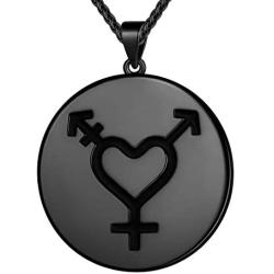 beautlace LGBT Necklace 18K Gold/Silver/Black Gun Plated Round Coin Pendant Love Heart Gay Lesbian Pride Jewelry for Men and Women KP0073