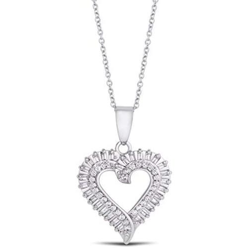 Victoria Townsend Cubic Zirconia Open Heart Pendant Necklace for Women (18'' Chain)