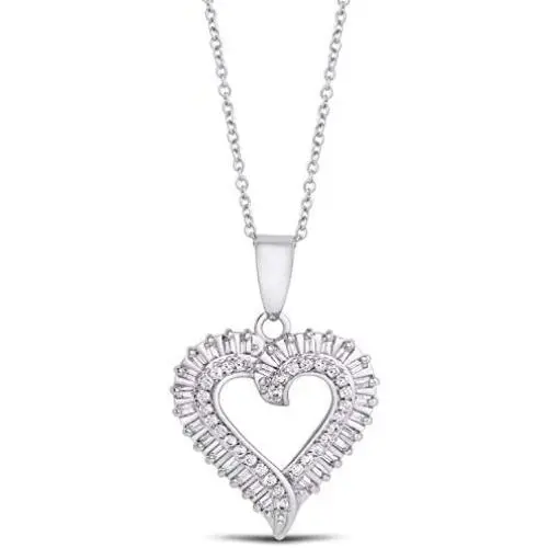 Victoria Townsend Cubic Zirconia Open Heart Pendant Necklace for Women (18'' Chain) Victoria Townsend Cubic Zirconia Open Heart Pendant Necklace for Women (18'' Chain)
