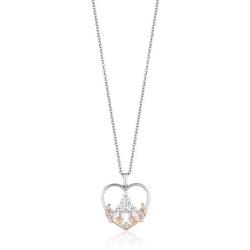 Jewelili Enchanted Disney Fine Jewelry 14K Rose Gold over Sterling Silver Diamond Accent Majestic Princess Castle Pendant