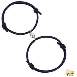 EXGOX Couples Bracelets Magnetic Mutual Attraction Matching Relationship Rope Adjustable Bracelets for Women Men Boyfriend Girlfirend Lover Him Her Bestfriend 2 PCS