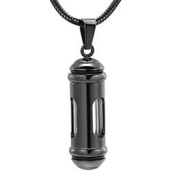 Glass Cremation Jewelry for Ashes Hold Human Pet Memorial Ashes, Cylinder Cremation Necklace Keepsake Urn Necklace for Women Men