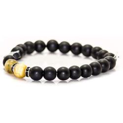 Mgutillart 8MM Natural Stone Matte Agate Beads Bracelet Hematite Cross Bracelet
