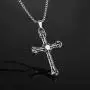 discountstore145 Pendant Necklace, Men Vintage Titanium Steel Jesus Cross Pendant Chain Necklace Party Jewelry Gift - Antique Silver discountstore145 Pendant Necklace, Men Vintage Titanium Steel Jesus Cross Pendant Chain Necklace Party Jewelry Gift - Antique Silver