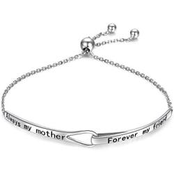 Sterling Silver Engraved Inspirational Adjustable Infinity Bracelet Graduation Gift for Mother Sister Best Friend Jewelry for Women