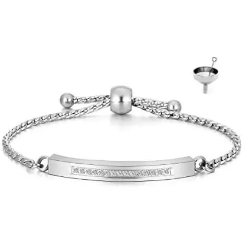 Jovivi Personalized Custom Stainless Steel Tube Bar Urn Bracelet for Ashes Holder Keepsake Locket Cremation Jewelry w/Filler Kit and Gift Box Jovivi Personalized Custom Stainless Steel Tube Bar Urn Bracelet for Ashes Holder Keepsake Locket Cremation Jewelry w/Filler Kit and Gift Box