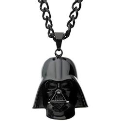Star Wars Jewelry Unisex 3D Darth Vader Black Ion-Plated Stainless Steel Pendant Necklace, 24''
