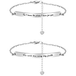 Inspirational Link Bracelet Motivational Mantra Stainless Steel Engraved Quote Jewelry Gift for Women Men Girls