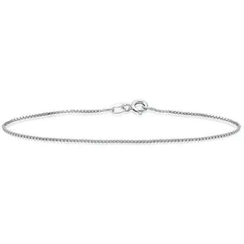 Michael Zweig 925 Sterling Silver Bracelets for Women - Box Chain Sterling Silver | 1.0 mm Thickness with Spring Ring, Italy Tag Michael Zweig 925 Sterling Silver Bracelets for Women - Box Chain Sterling Silver | 1.0 mm Thickness with Spring Ring, Italy Tag