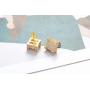 Iced Out Square Stud Earring for Men and Women 18k Gold plated Hypoallergenic with 925 Sterling Silver Screw Back Hip Hop Cool Boys Jewelry