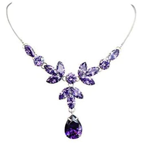Faship Gorgeous Cubic Zirconia CZ Crystal Floral Necklace Earrings Set