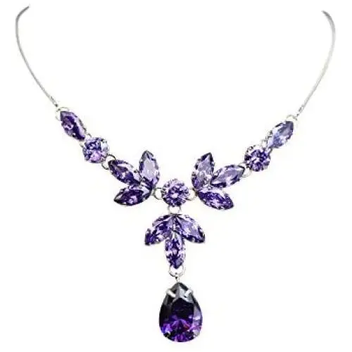 Faship Gorgeous Cubic Zirconia CZ Crystal Floral Necklace Earrings Set