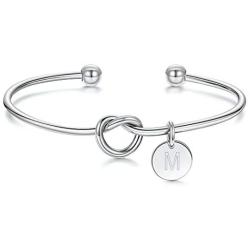 M MOOHAM Bridesmaid Proposal Gifts, Tie The Love Knot Bridesmaid Bracelet with 26 Initials Bridesmaids Gifts for Wedding with Box, Cards