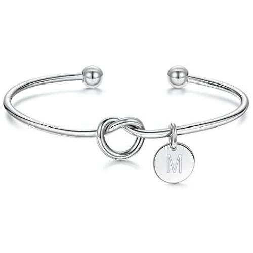 M MOOHAM Bridesmaid Proposal Gifts, Tie The Love Knot Bridesmaid Bracelet with 26 Initials Bridesmaids Gifts for Wedding with Box, Cards