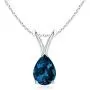 December Birthstone - V-Bale Pear-Shaped London Blue Topaz Solitaire Pendant Necklace in Silver (7x5mm London Blue Topaz) December Birthstone - V-Bale Pear-Shaped London Blue Topaz Solitaire Pendant Necklace in Silver (7x5mm London Blue Topaz)