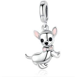 LAMOONY Dog Charm 925 Sterling Silver Dinosaur Charm Spider Charm Cat Charm Animal Charm Dolphin Charm Mouse Charm for Pandora Charm Bracelet