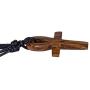 BlueRica Hand Carved Wood Ankh Cross Pendant on Adjustable Black Rope Cord Necklace