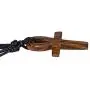 BlueRica Hand Carved Wood Ankh Cross Pendant on Adjustable Black Rope Cord Necklace BlueRica Hand Carved Wood Ankh Cross Pendant on Adjustable Black Rope Cord Necklace