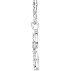 14K White Gold Diamond Cross Pendant with Sterling Silver Chain Necklace (1/2 cttw, I-J Color, I2-I3 Clarity), 18''