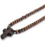 COLORFUL BLING Classic Natural Wood Beads Cross Pendant Necklace for Men Women Religious Rosary Jewelry Handmade Prayer Accessories