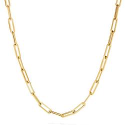 Stonemint 18k Warm Yellow Gold-Plated 4.8mm Paperclip Link Chain Necklace and Bracelet - 6.75''- 24''