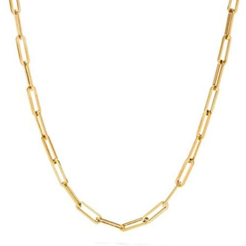 Stonemint 18k Warm Yellow Gold-Plated 4.8mm Paperclip Link Chain Necklace and Bracelet - 6.75''- 24''