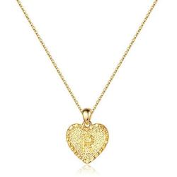 IEFSHINY Heart Initial Necklace for Women - 14K Gold Filled Dainty Heart Pendant Initial Letter Necklaces, Handmade Engraved Alphabet Monogram Necklaces Jewelry Gift Idea for Women Teen Girls