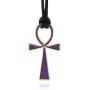 INBLUE Men,Womens Stainless Steel Pendant Necklace Black Silver Gold Two Tone Egyptian Ankh Cross -with Cord