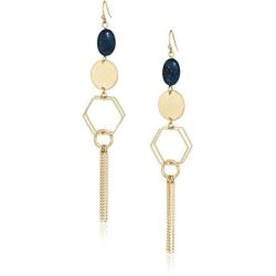 Danielle Nicole Womens Sapphire Linear Drop Earrings, Worn Gold/Blue, One Size