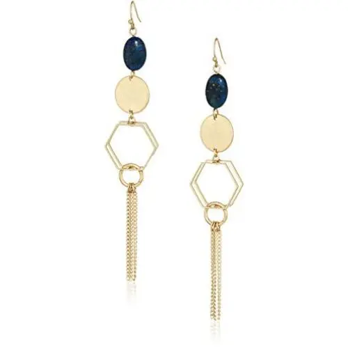 Danielle Nicole Womens Sapphire Linear Drop Earrings, Worn Gold/Blue, One Size Danielle Nicole Womens Sapphire Linear Drop Earrings, Worn Gold/Blue, One Size