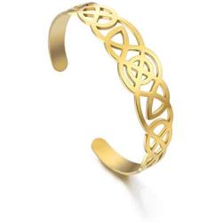 LIKGREAT Hollow Celtic Knot Stainless Steel Bracelets Viking Irish Cuff Bangle for Women Men