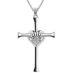 Besilver Irish Celtic Knot Cross Necklace 925 Sterling Silver Infinity Celtick Jesus Cross Pendant Necklace Women Men Heart Rose Cross Necklace Religious Jewelry for Wife Girlfriend
