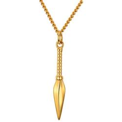 PAMTIER Men Stainless Steel Spear Point Arrowhead Spearhead Pendant Necklace Polished Silver/Gold/Black