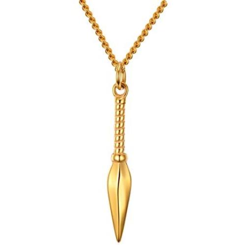 PAMTIER Men Stainless Steel Spear Point Arrowhead Spearhead Pendant Necklace Polished Silver/Gold/Black