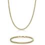 Mens Stainless Steel Gold Ion Plated Thin Foxtail Gift Set Necklace - 4 MM, 22 Inches with Lobster Closure