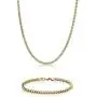 Mens Stainless Steel Gold Ion Plated Thin Foxtail Gift Set Necklace - 4 MM, 22 Inches with Lobster Closure