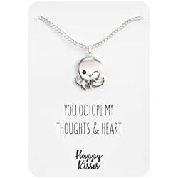 Happy Kisses Octopus Necklace Cute Nautical Pendant for Sea Lovers – Perfect for Woman, Kids and Children
