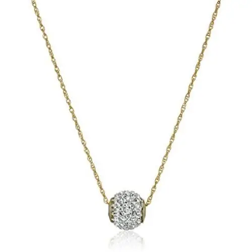 10k Swarovski Crystal Slide Ball Pendant Necklace, 18'' 10k Swarovski Crystal Slide Ball Pendant Necklace, 18''