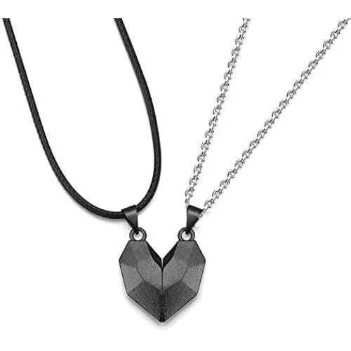 2pcs Custom Heart Shape Magnetic Couple Necklace for Him & Her Wishing Stone Matching Love Friendship Distance Puzzle Attracting Pendant for Men Women Valentine’s Day Fathers Day Christmas Gift 2pcs Custom Heart Shape Magnetic Couple Necklace for Him & Her Wishing Stone Matching Love Friendship Distance Puzzle Attracting Pendant for Men Women Valentine’s Day Fathers Day Christmas Gift
