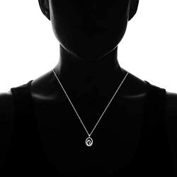 Jewelili Sterling Silver Mom and Two Children Pendant Necklace, 18'' Rolo Chain