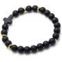 Xusamss Fashion 8MM Matte Agate Beads Bracelet Cross Elastic Link Bracelet,7 1/2 Wrist